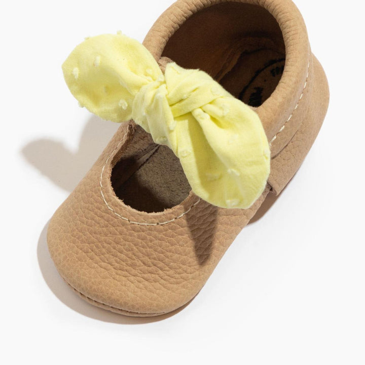 Banana Cream Knotted Bow Baby Shoe - ’Flats - Baby Kids Adult All’