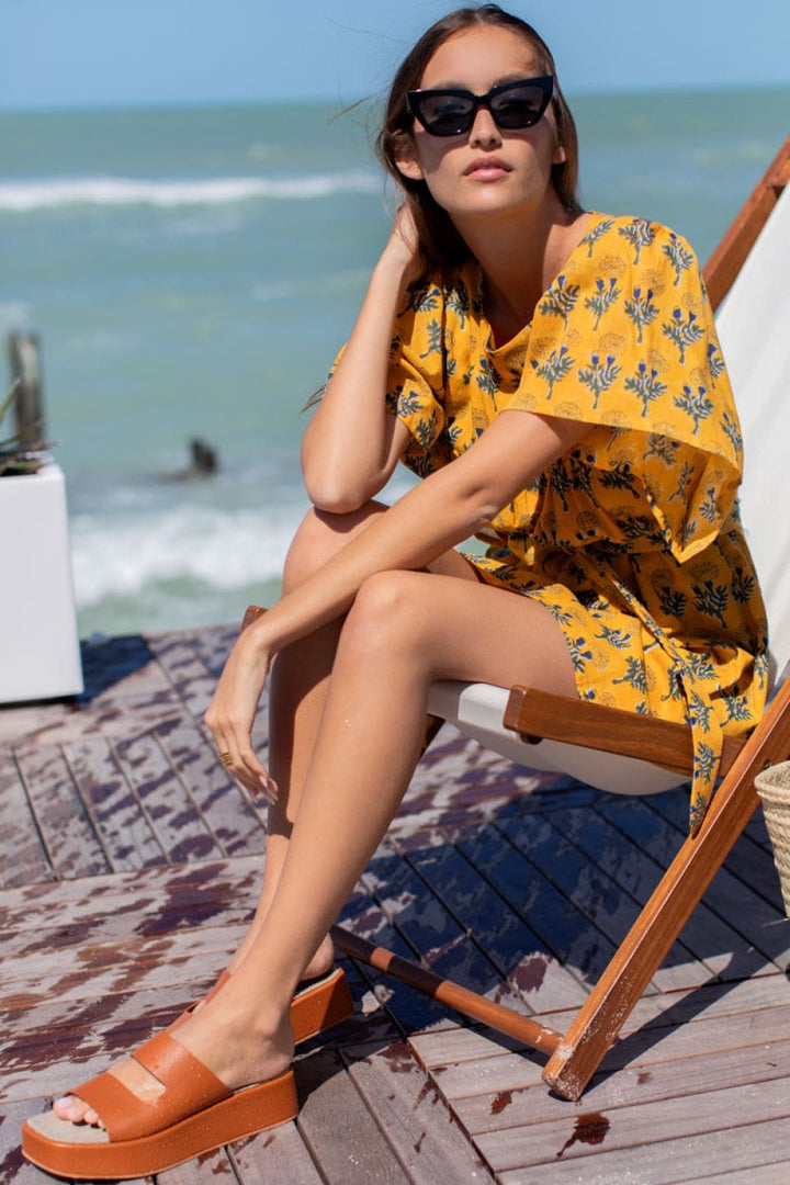 Basalie Dress - Big Marigolds Yellow Organic - Dresses