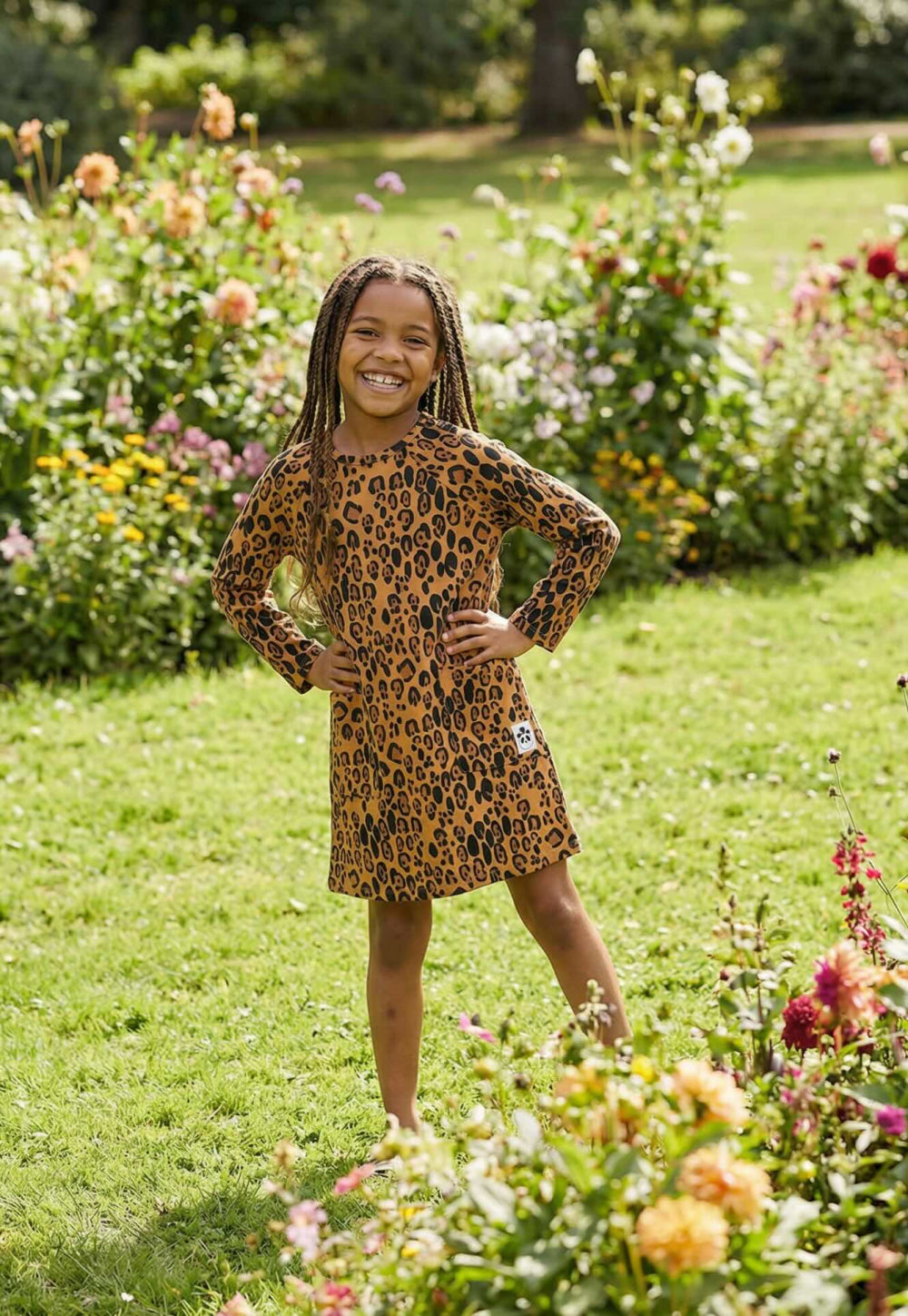 Basic Leopard Ls Dress - Beige - Dresses