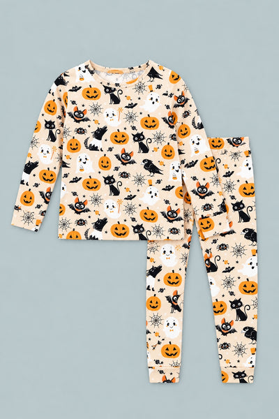 Big Kid Pajama Bats And Cats - Halloween