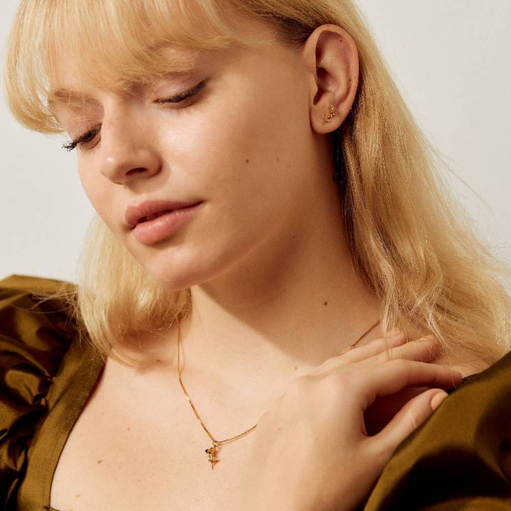 Rose Charm Stud Earrings