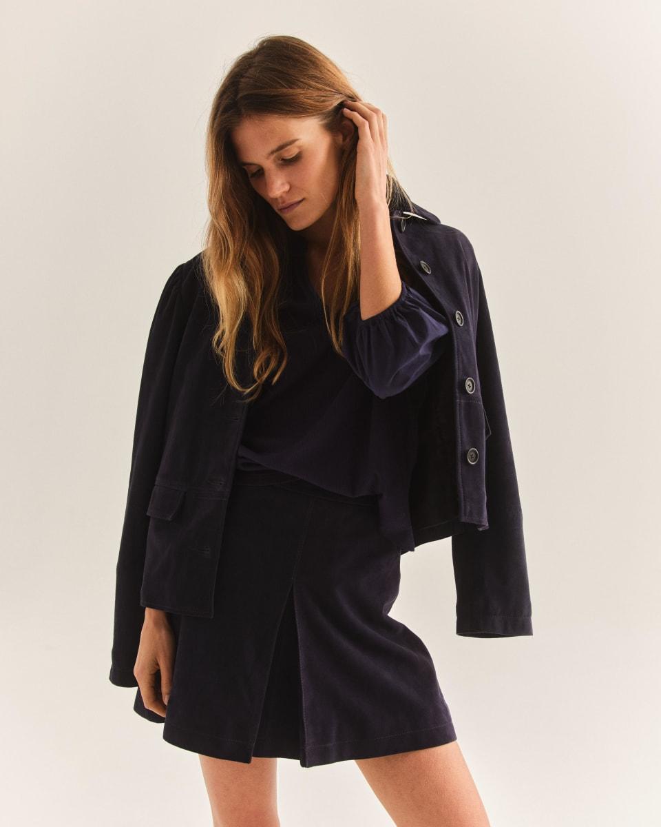 Maisie Skirt - Suede-Navy