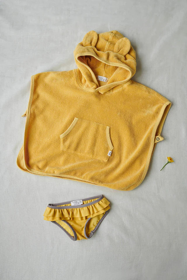 Hooded baby poncho towel - Yellow swim