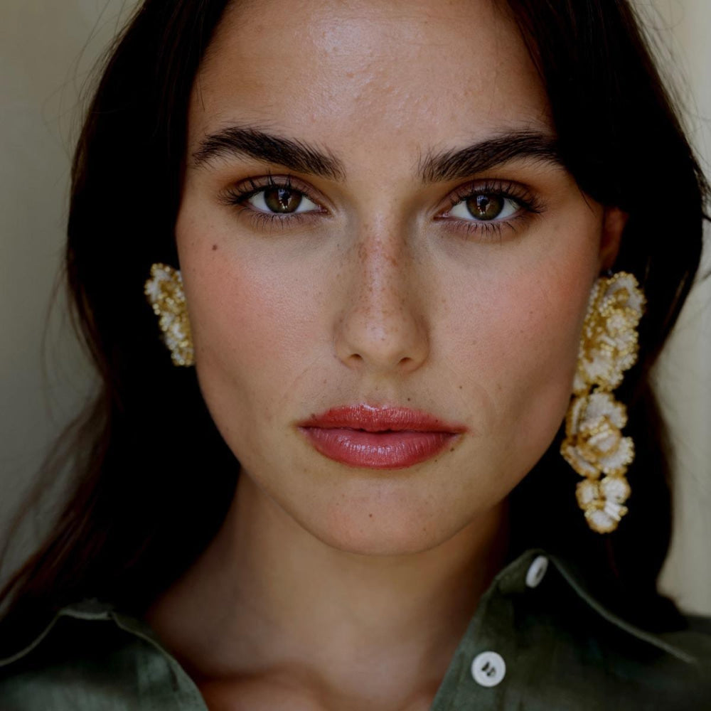 Beaded Asymmetrical Earrings - Gold - One Size - Earrings