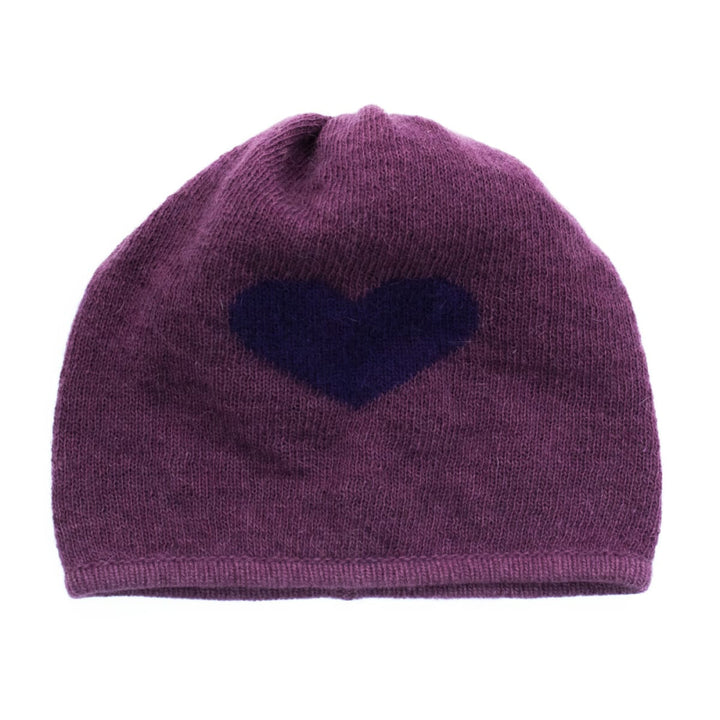Beanie Hat In Heart Design - Purple - 7.5’’ - Beanie
