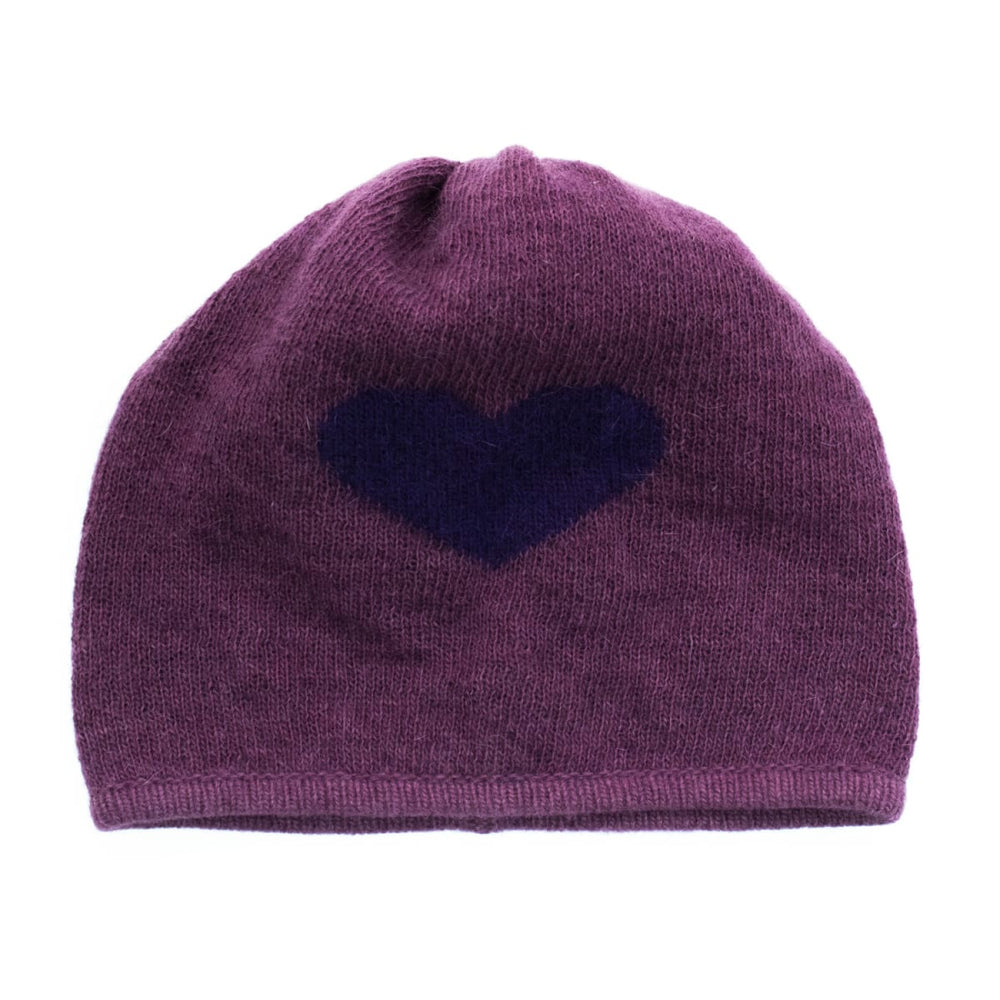 Beanie Hat In Heart Design - Purple - 7.5’’ - Beanie