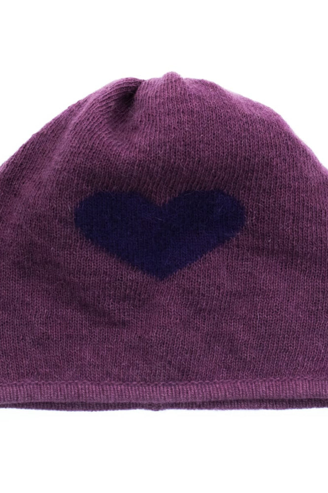 Beanie Hat In Heart Design - Purple - 7.5’’ - Beanie