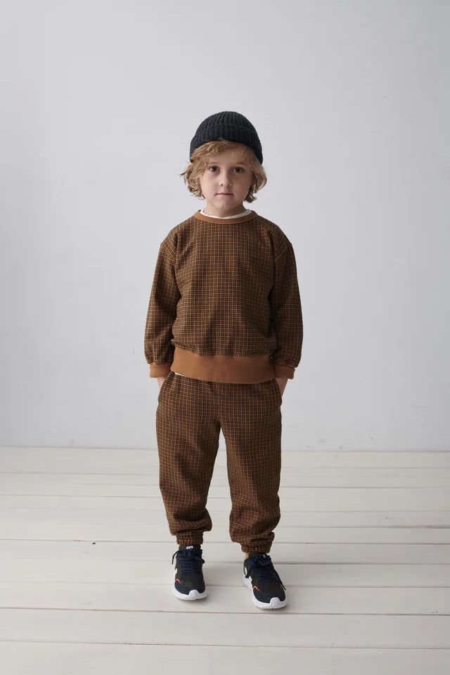 Organic Gingham Sweatshirt & Pants - Oil Sweatshirts My Little Cozmo 