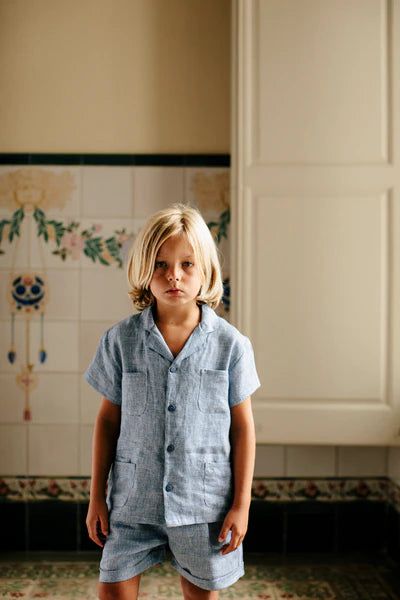 Jack 5 Pocket Shirt - Sea Blue Button Down Shirts Bebe Organic 