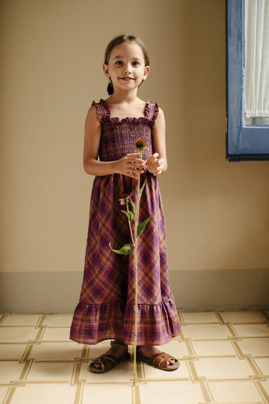 Valentina Dress - Nostalgic Rose Check Dresses + Skirts Bebe Organic 