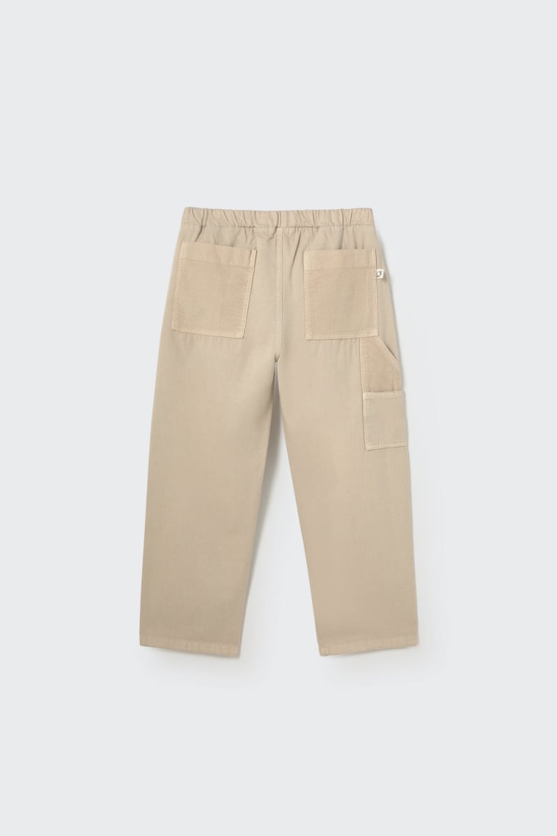 Smooth Cotton Twill Pockets Pants Stone