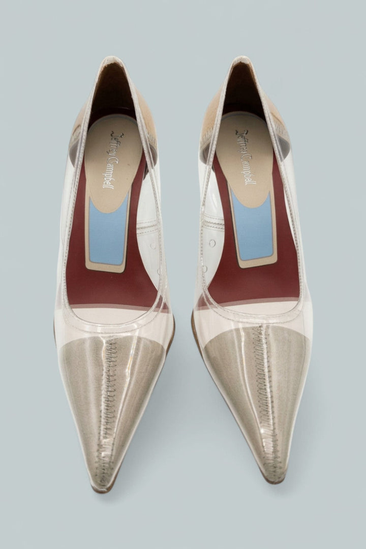 Behold Pumps - Clear Beige Combo - 9.5 - Stiletto