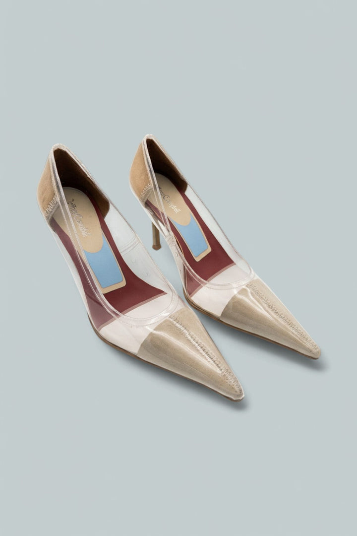 Behold Pumps - Clear Beige Combo - 9.5 - Stiletto