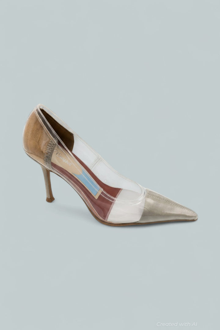 Behold Pumps - Clear Beige Combo - 9.5 - Stiletto