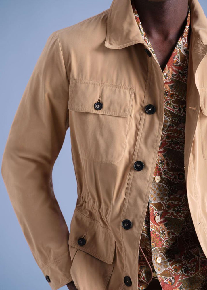 Belsetta Safari Jacket with Suede Trim - Khaki - XXL (46) - Jacket