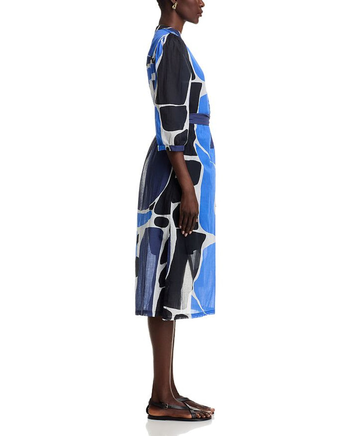Belted Shirt Dress - Blue - Dresses
