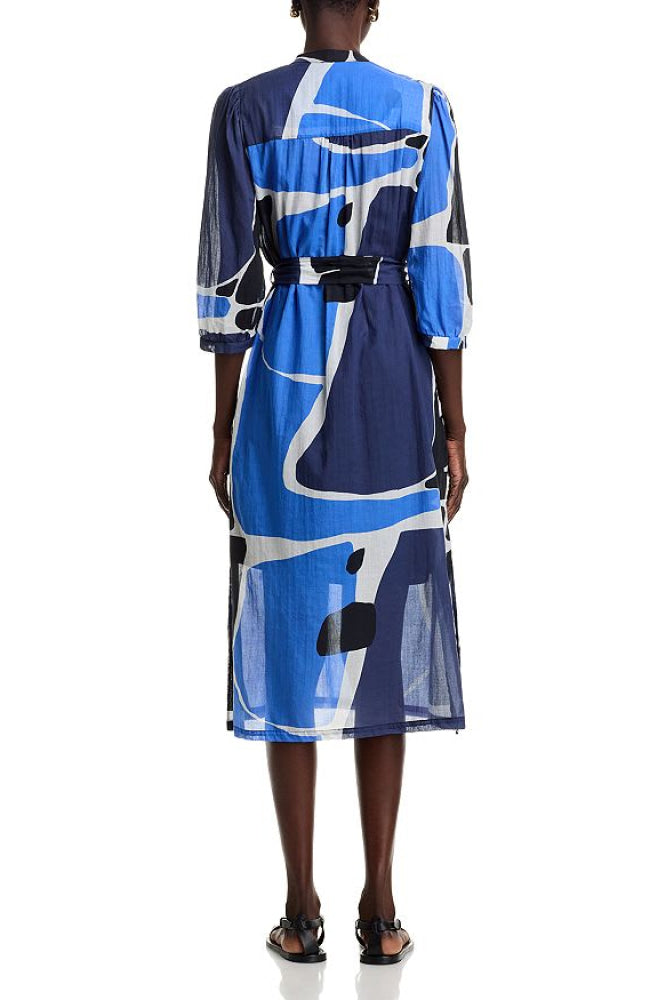 Belted Shirt Dress - Blue - Dresses
