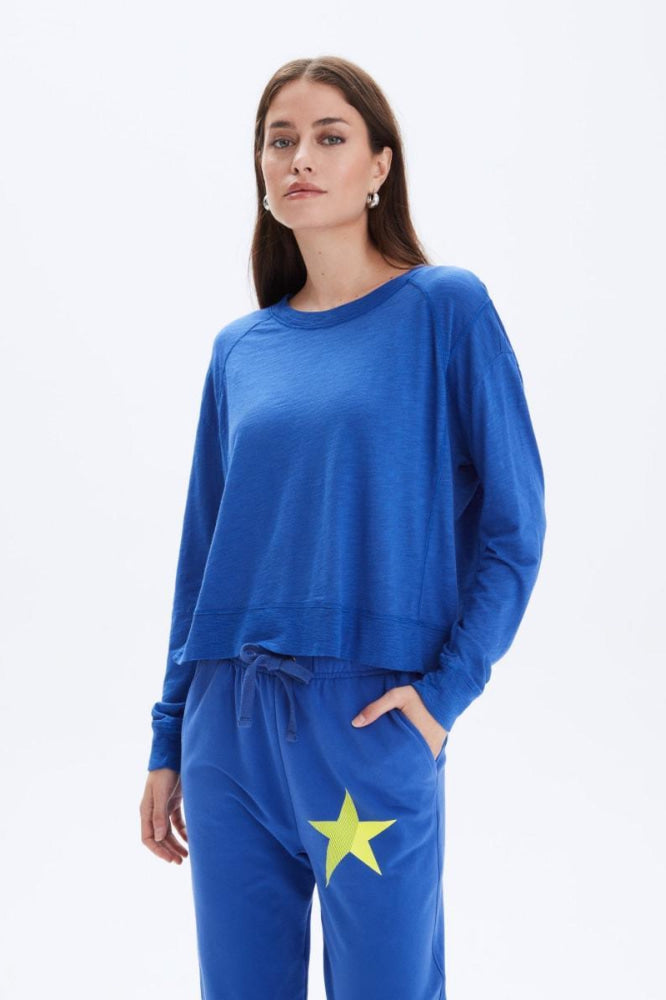 Betty Shoulder Seam Crewneck - Electric Blue - Crewneck Sweatshirt