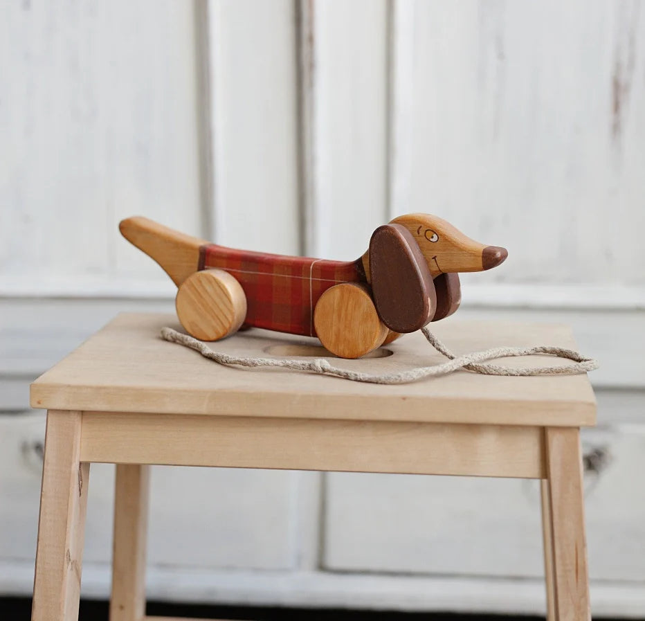 Pull Toy Red Sausage Dog