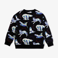 Printed "Polar" sweatshirt for kids in organic cotton - Black