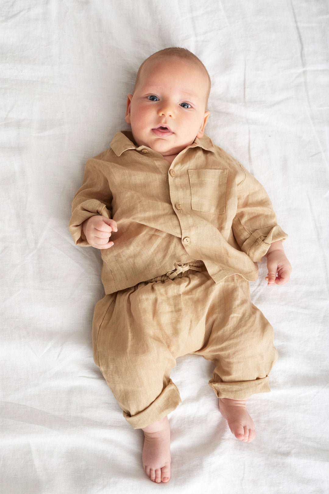 Linen Baby Pants - Beige