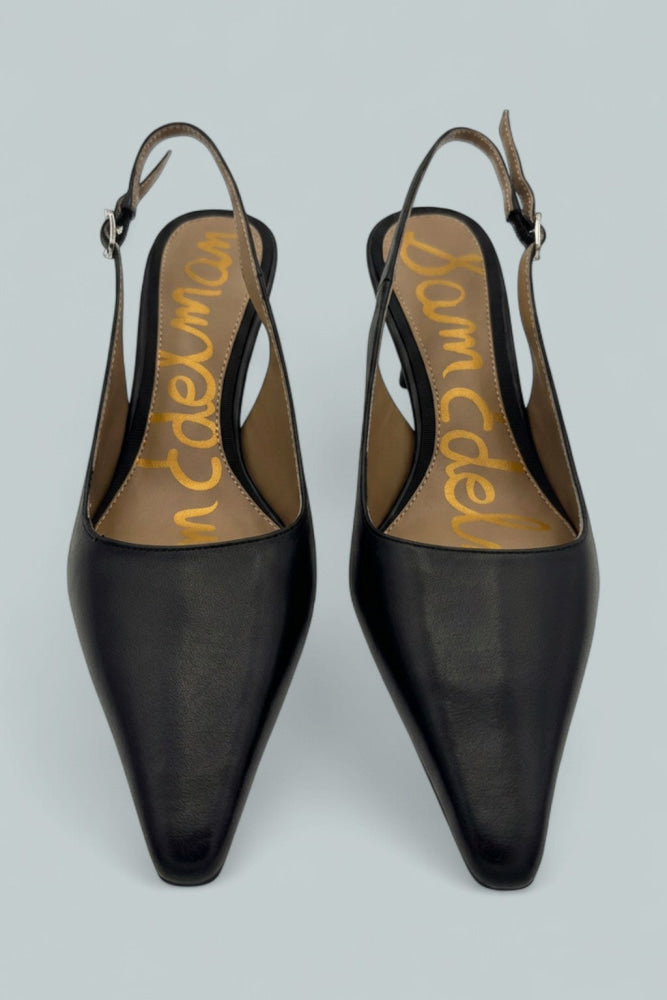 Bianka Slingback Kitten Heels - Black Leather - 6.5 - Slingback