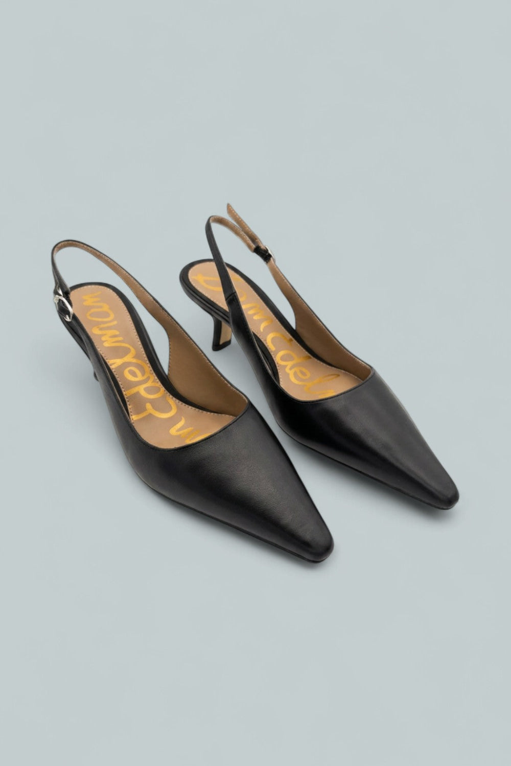 Bianka Slingback Kitten Heels - Black Leather - 6.5 - Slingback