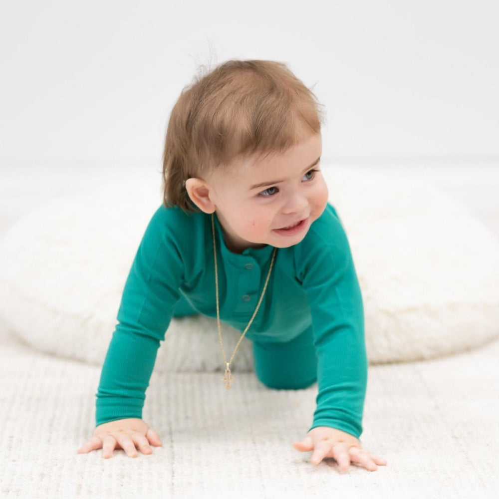 Big Kid Long John - Emerald Green Ribbed - Pajamas