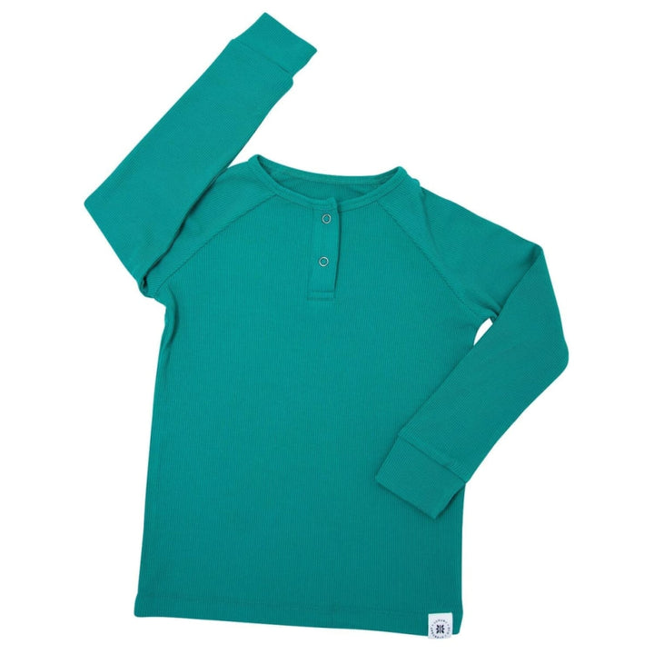 Big Kid Long John - Emerald Green Ribbed - Pajamas