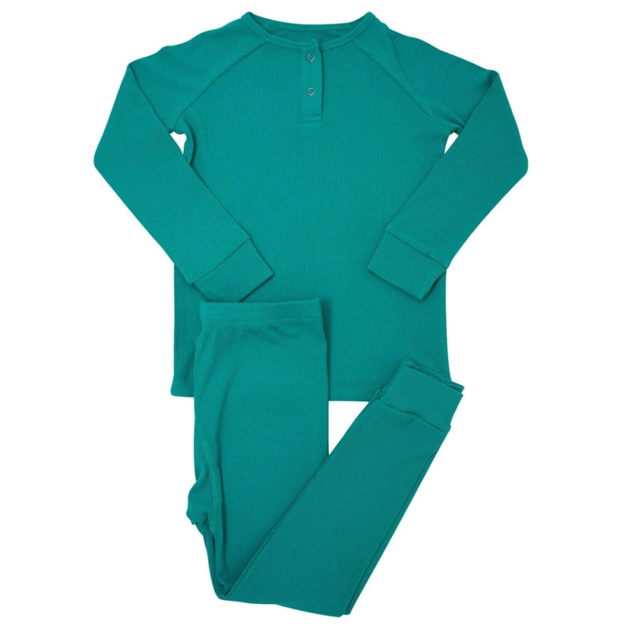 Big Kid Long John - Emerald Green Ribbed - Pajamas