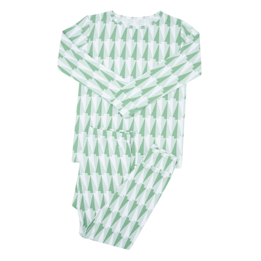 Big Kid Pajama - Geo Tree Green - Pajamas