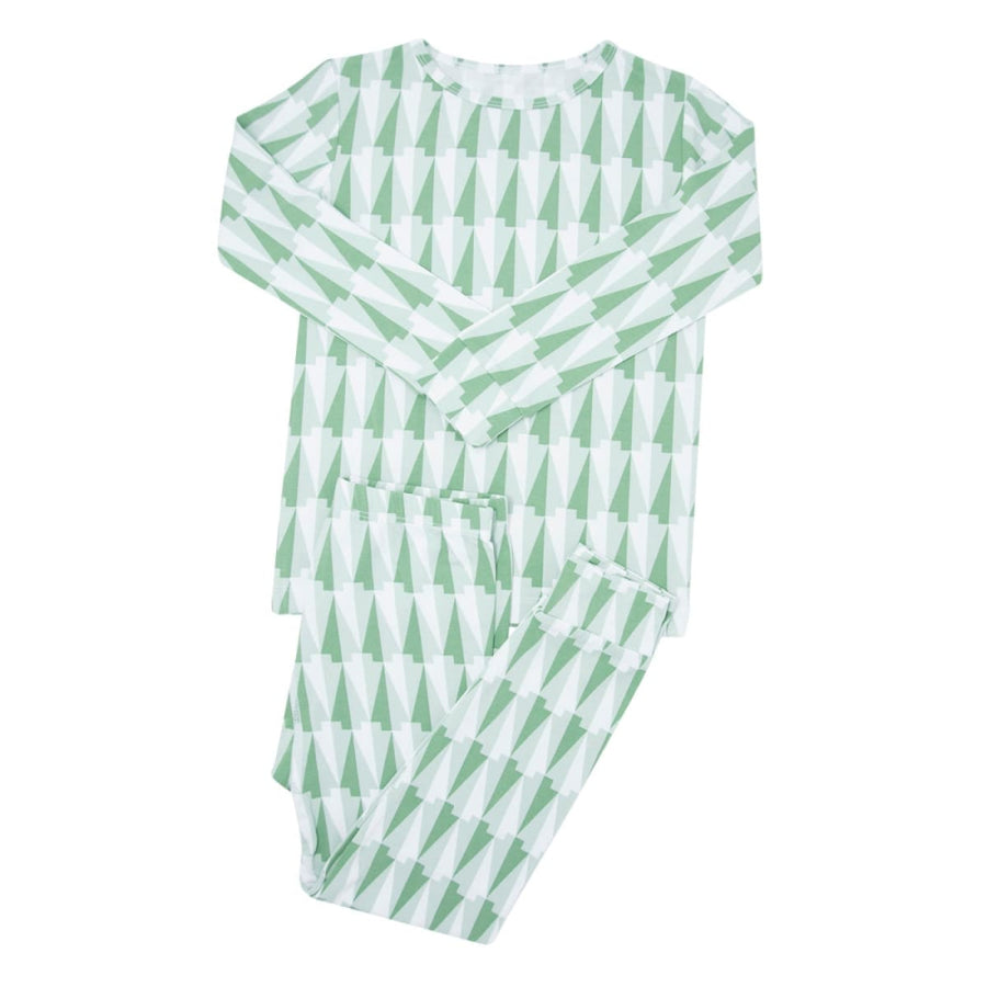 Big Kid Pajama - Geo Tree Green - Pajamas