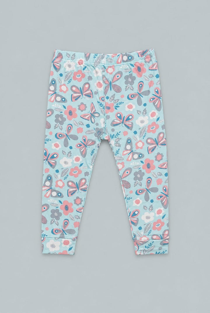 Big Kid Pajama Short Sleeve - Butterfly Aqua - Pajamas