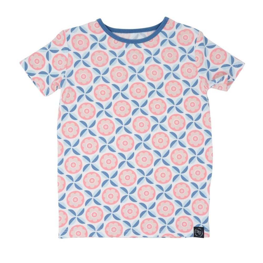 Big Kid PJ S/S - Geo Flower Pink - Pajamas