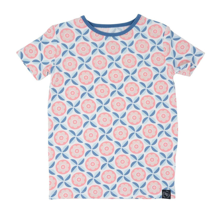 Big Kid PJ S/S - Geo Flower Pink - Pajamas