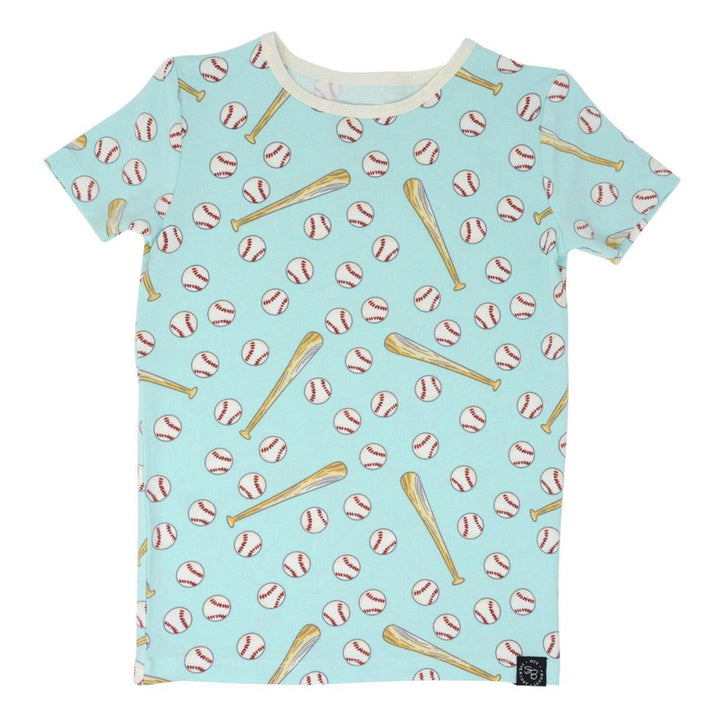 Big Kid PJ S/S - Little Slugger Aqua - Pajamas