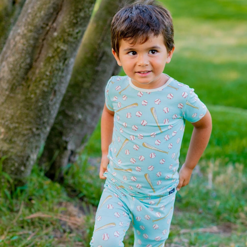 Big Kid PJ S/S - Little Slugger Aqua - Pajamas
