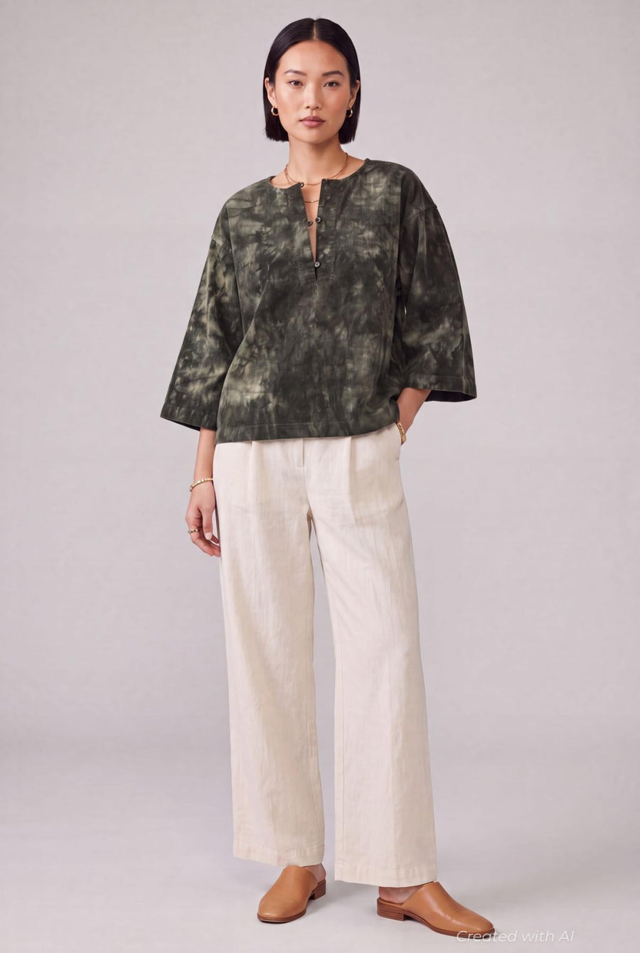Birdie Corduroy Top - Army Tie Dye - Shirt