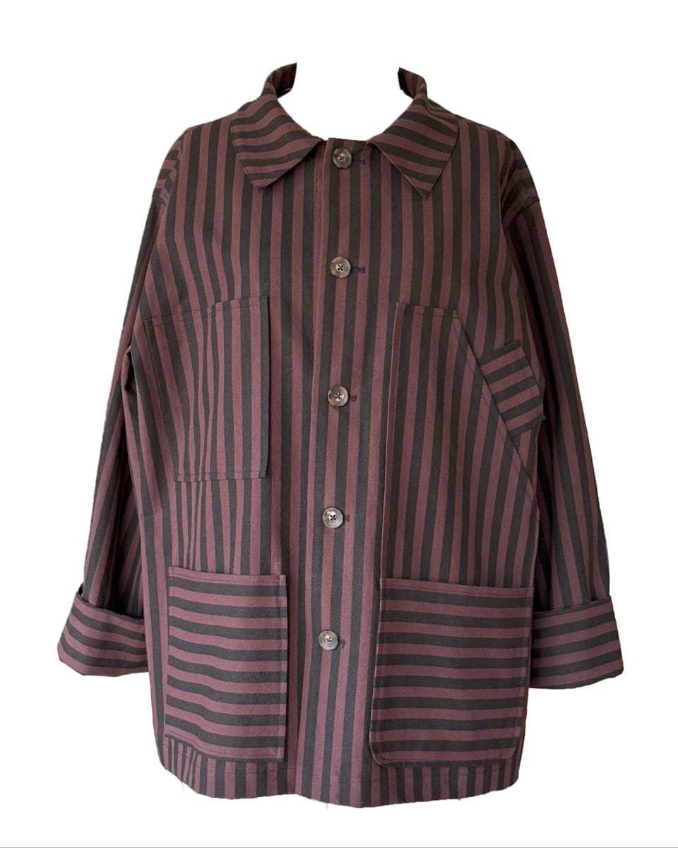 Chocolate Stripe Barn Jacket - Chocolate Brown