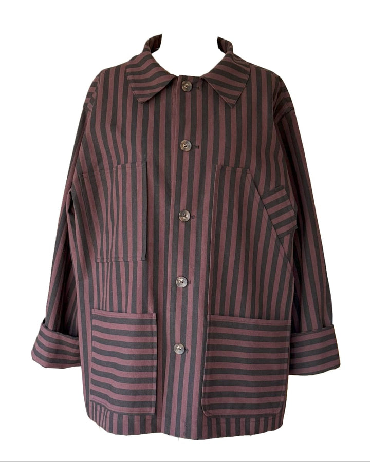 Chocolate Stripe Barn Jacket - Chocolate Brown