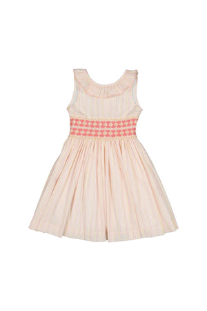 Capucine Stripe Sleeveless Smocked Dress - Pink yellow