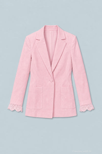 Blazer With Eyelet Cuffs - Pink - Blazer