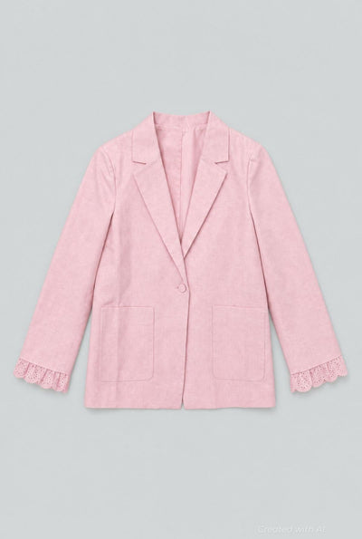 Blazer With Eyelet Cuffs - Pink - Blazer