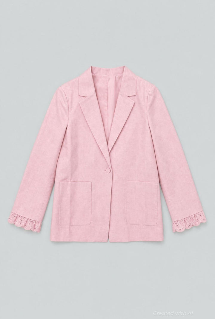 Blazer With Eyelet Cuffs - Pink - Blazer