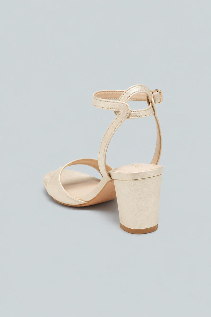Block Heel Sandal - Gold - 8 - Heels