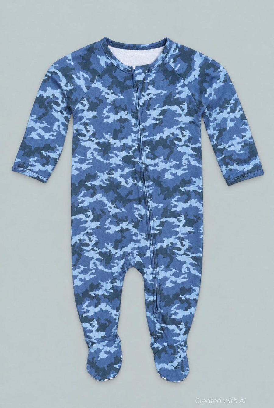 Blue Camouflage Zipper Footie - Captain Mitchell - Pajamas