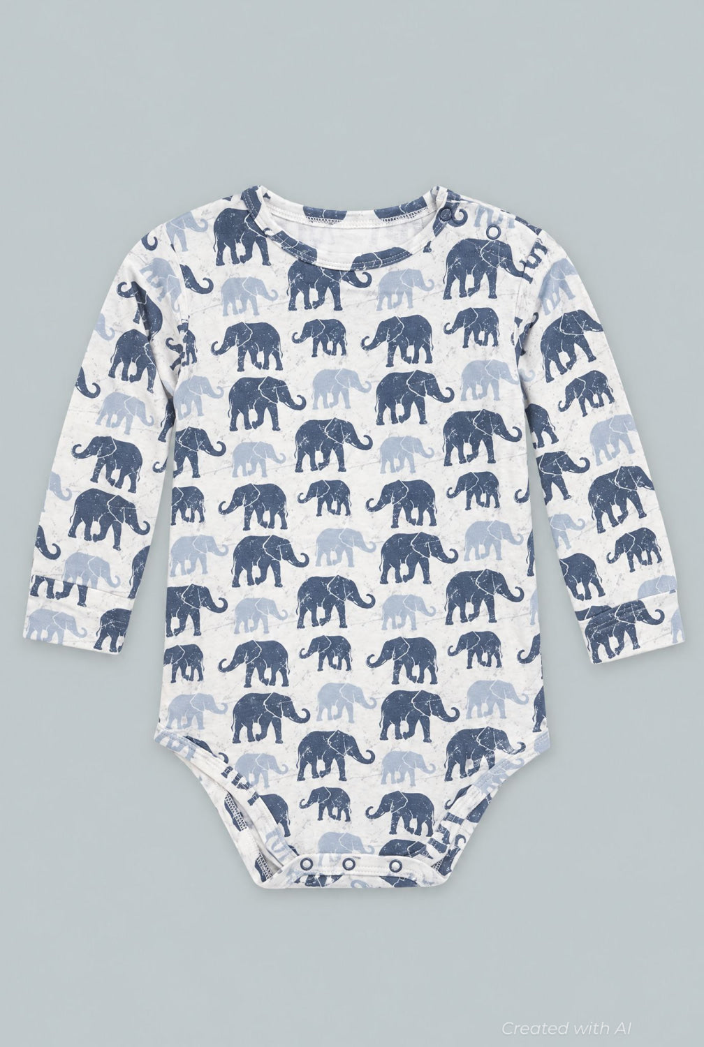 Blue Elephant Long Sleeve Bodysuit - Ethan’s Elephants - Bodysuit