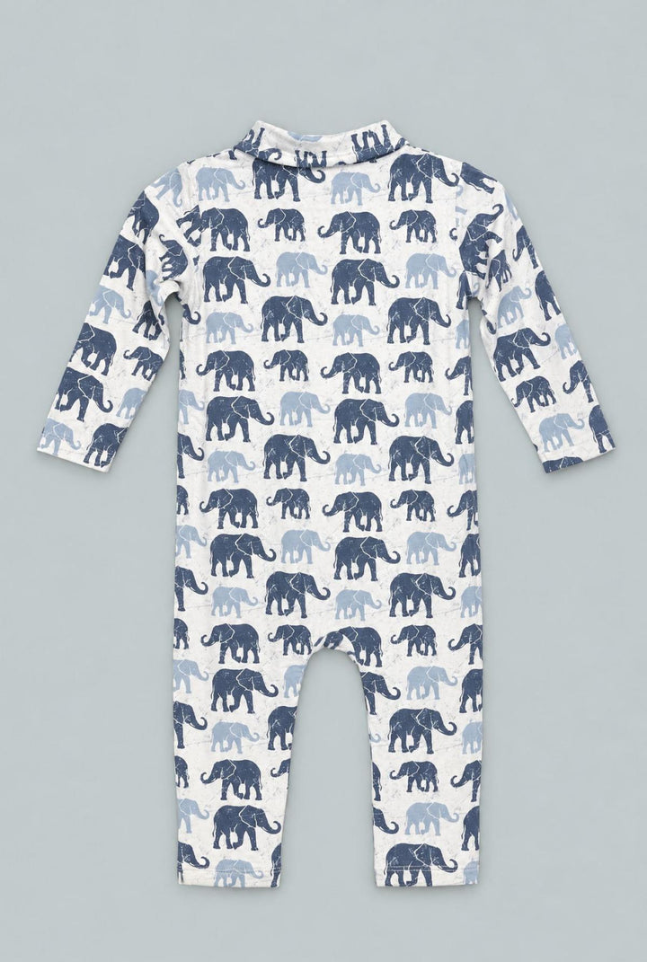 Blue Elephant Polo Romper - Ethan’s Elephants - Romper
