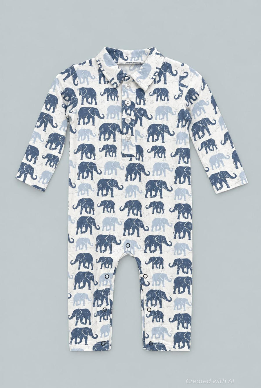 Blue Elephant Polo Romper - Ethan’s Elephants - Romper