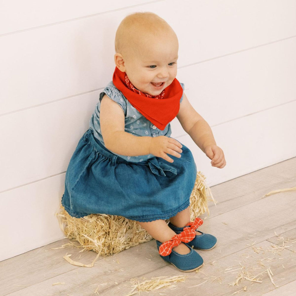 Blue Jean Knotted Bow Baby Shoe - ’Flats - Baby Kids Adult All’